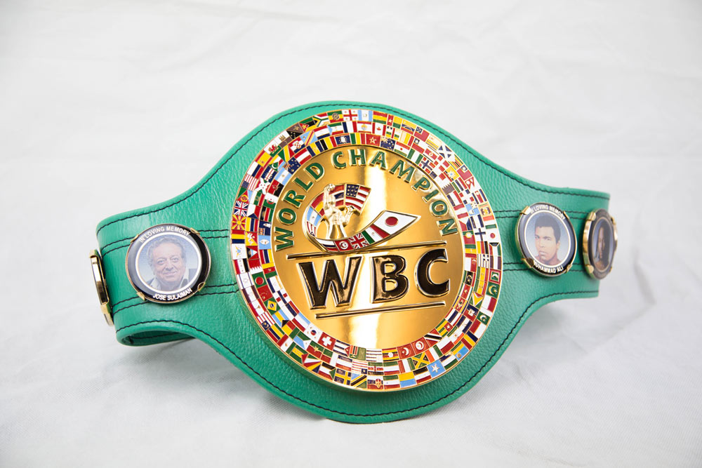 Product shot of mini WBC Gold Plated Championship Belt